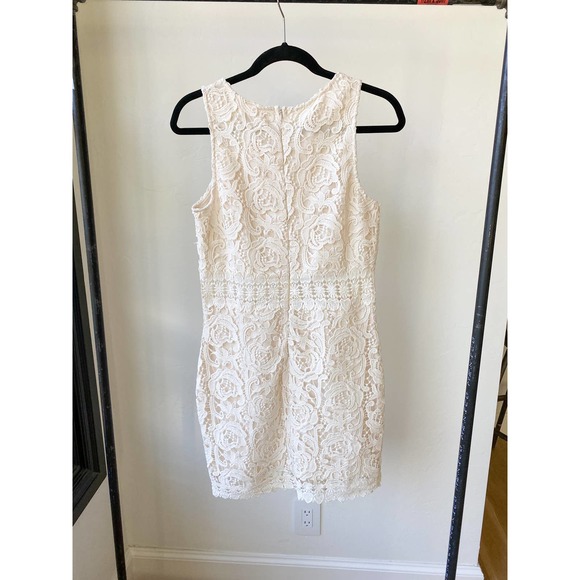 THE IMPECCABLE PIG Women's Cream Lace Sleeveless Mini Sheath Dress size M - Picture 2 of 11